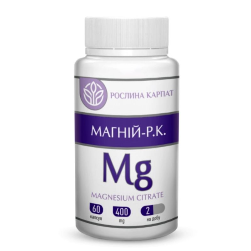 Магній-Р.К. — мінерал для здорового організму Кількість у пакованні: 60 кап